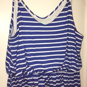 Blue and white striped dress. Large